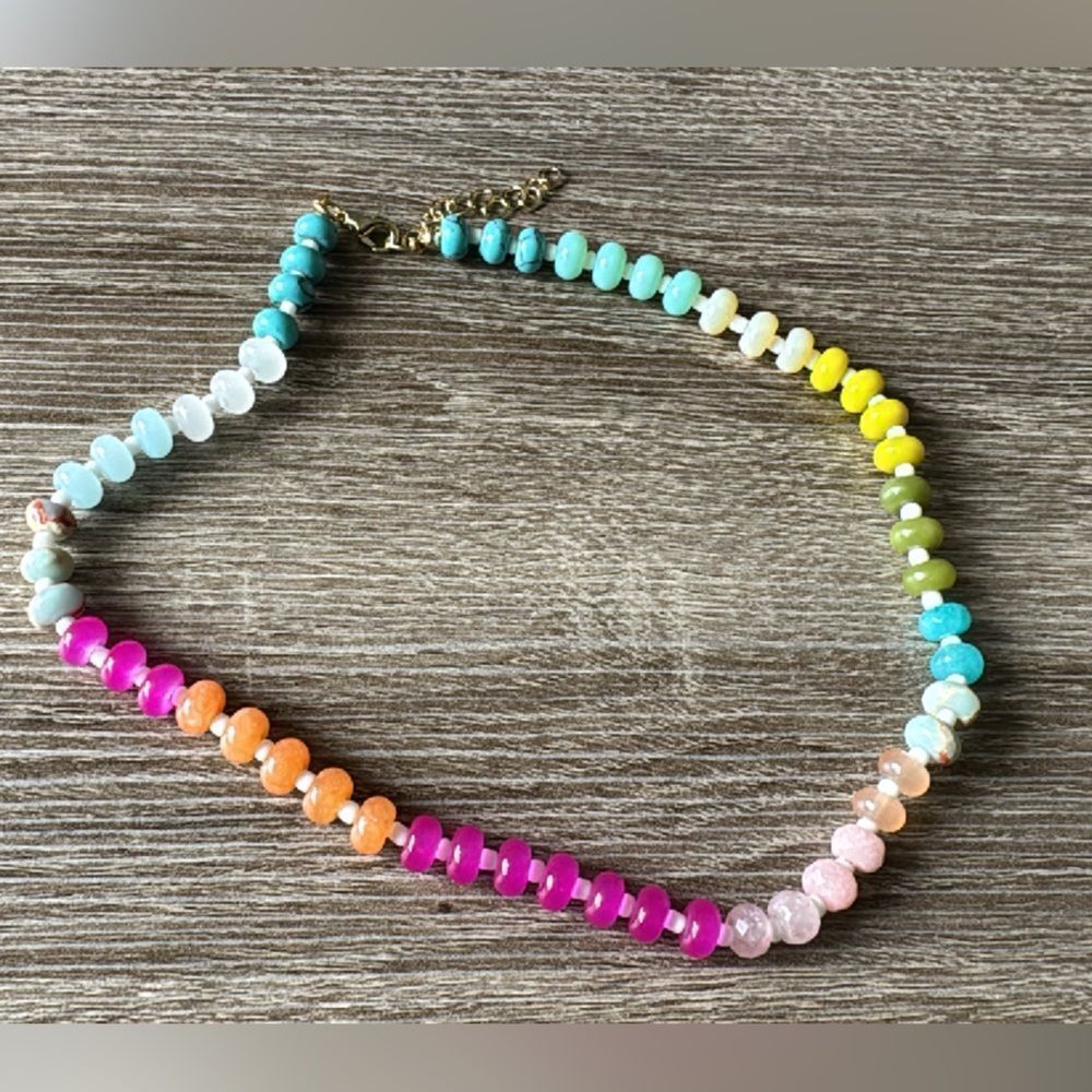 Bohemian rainbow necklace A517 - Picture 3 of 3